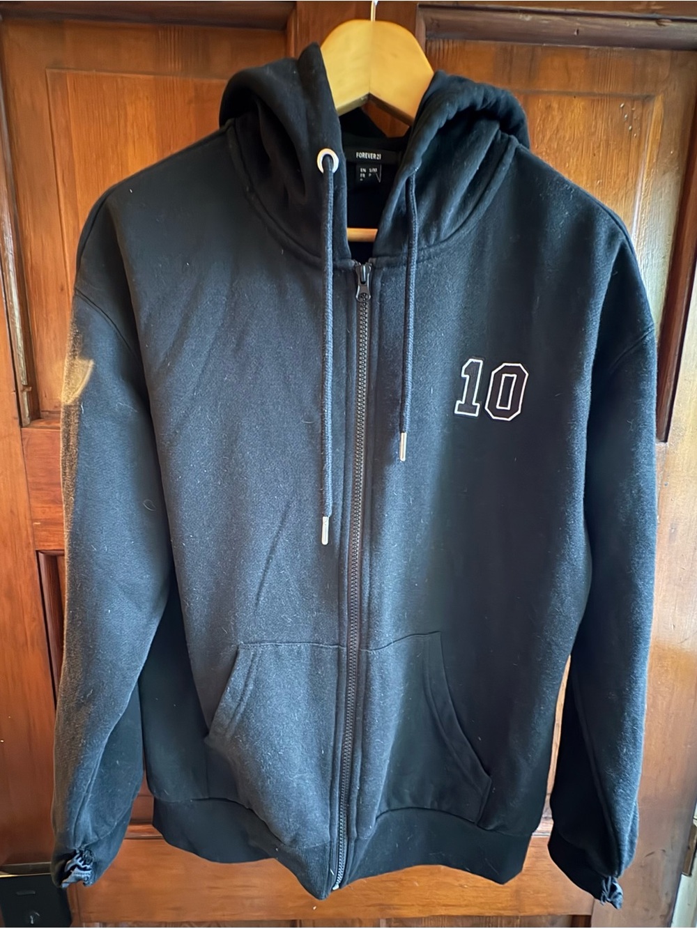 Forever 21 Black Hoodie with White Logo Tag